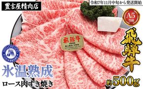 約500gロース肉すき焼き【11月中旬から発送開始】　氷温（R）熟成　飛騨牛A5等級　プロトン凍結 [No.524]