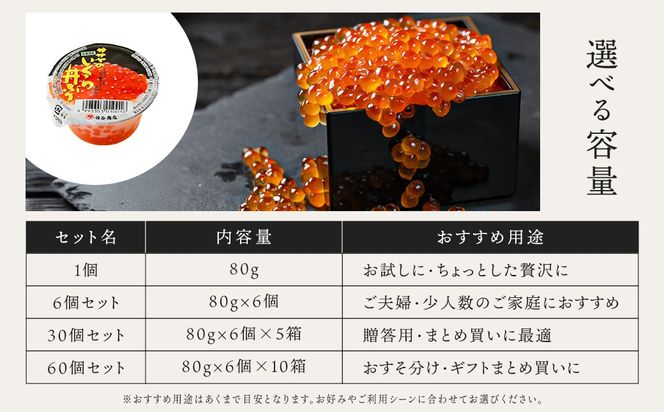 北海道産 いくら醤油漬け80g×6コ入り×10箱 小分け 【配送日時指定可能】 国産 しょう油 イクラ ikura 鮭 鮭卵 鮭いくら 魚卵 冷凍 配送月指定 配送月を選べる 配送時期 発送月が選べる 発送月 スピード発送 すぐ届く 魚介類 海鮮 絶品 人気 笹谷商店 せんのすけ すぐ発送  北海道 釧路町 釧路超 特産品