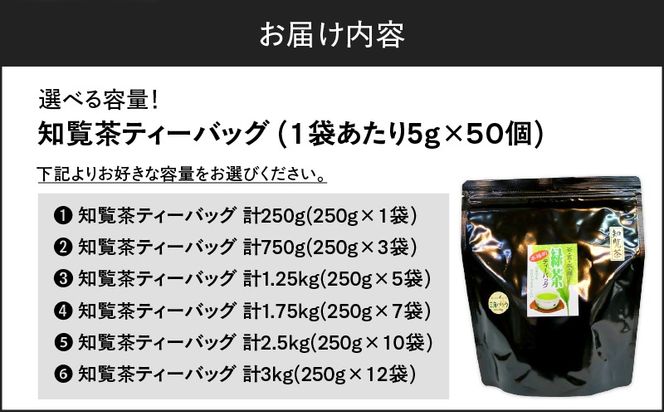 ＜選べる＞知覧茶ティーバッグ 50個入り×1袋～12袋セット　K346-003_SKU