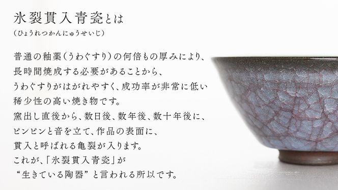 【氷裂貫入青瓷】抹茶茶碗 （小野寺裕司 作） 径13.1cm×高さ6.7cm | 茶碗 湯飲み 夫婦湯飲み 陶器 陶芸 お茶 食器 [EW37-NT]