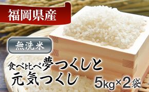 令和8年産 福岡県産米食べ比べ（無洗米）「夢つくし」と「元気つくし」セット　計10kg　計10kg お取り寄せグルメ お取り寄せ 福岡 お土産 九州 福岡土産 取り寄せ グルメ 福岡県