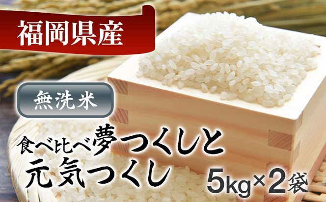 令和8年産 福岡県産米食べ比べ（無洗米）「夢つくし」と「元気つくし」セット　計10kg　計10kg お取り寄せグルメ お取り寄せ 福岡 お土産 九州 福岡土産 取り寄せ グルメ 福岡県