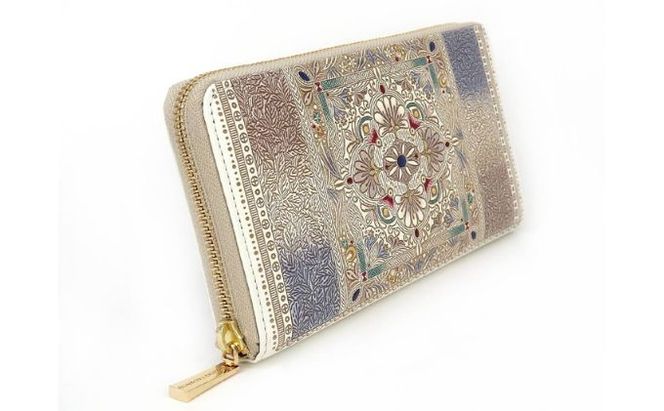 【文庫屋大関】 大容量　ぐるっとファスナーの長財布　夢幻のタピ【皮革工芸品】 ファッション小物 民芸品 
