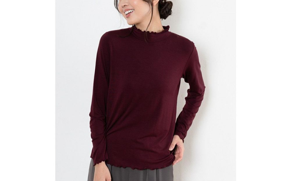 レディースハイネックカットソー 長袖 ボルドー L 312011_CS001VC06