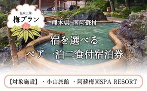 【温泉三昧】宿を選べる南阿蘇ペア平日1泊2食付き宿泊券／梅プラン《30日以内に出荷予定(土日祝を除く)》 熊本県南阿蘇村 ギフト 旅館 温泉 一般社団法人みなみあそ観光局---isms_mkanyadoum_30d_r7_128000_2p---