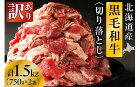 【訳あり】北海道産 黒毛和牛すじ切り落とし　750g×2袋｜北海道　国産　黒毛和牛　切り落とし　国産牛　お肉　牛肉　切落し　冷凍　小分け　パック　お取り寄せ　贅沢　おすすめ　送料無料　滝川市