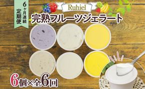 北海道 定期便 6ヶ月連続全6回 Ruhiel 完熟フルーツジェラート 6個 計36個 アイス 詰め合わせ ジェラート 手作り デザート お取り寄せ ギフト 倶知安町 送料無料 【 倶知安町 】 