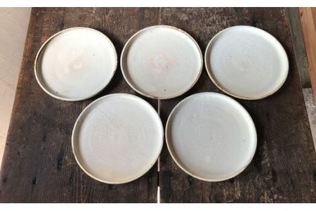 20cm 丸プレート 5枚セット アイボリーシリーズ《糸島》【うつわと手仕事の店 研】 [ARD008] 器 陶器 食器 焼き物 皿 ケーキ皿 取り皿 クラフト 手作り うつわ プレート