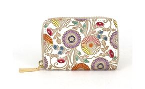 【文庫屋大関】ファスナー 小銭入れ 更紗菊【皮革工芸品】財布 牛革 コンパクト 東京