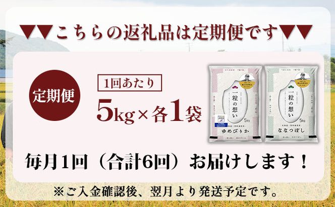 【2025年産米】6ヵ月 定期便 銀山米研究会のお米＜ゆめぴりか＆ななつぼし＞セット 計10kg（各1袋×5kgずつ）ご飯 ライス 白米 精米 ブランド米 おにぎり お弁当 北海道産 産地直送 時短 [株式会社 松原米穀]