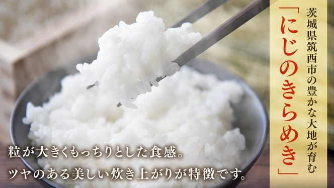 【 定期便 6ヶ月 】 茨城県 筑西市産 にじのきらめき 10kg ( 障がい者アート パッケージ ) ( 5kg × 2袋 ) 令和7年産 新米 精米 米 お米 コメ 白米 茨城県 筑西市 三ツ星 マイスター [CH025ci]