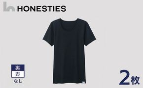ons0501 [MENS]裏表なし インナースタンダード さらつやシルキー Tシャツ XL(黒) 2枚 メンズ