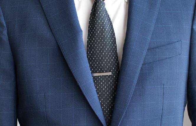 G2827 クリップ式ネクタイピン ブラックシルバー