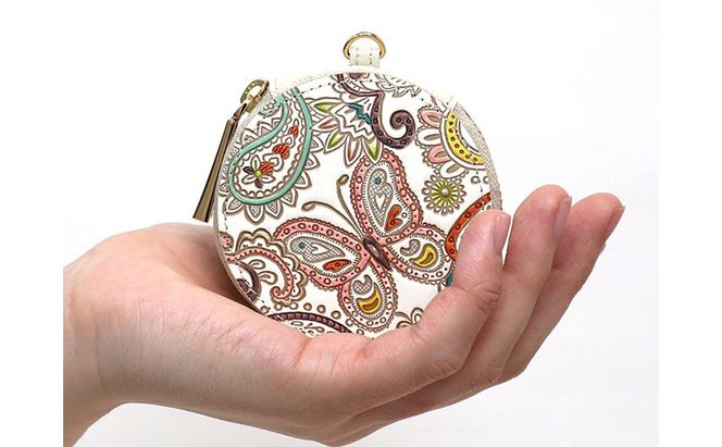 【文庫屋大関】マカロンポーチ ペイズリー【皮革工芸品】 ポーチ ミニポーチ 小物入れ アクセサリー入れ イヤホン入れ 収納 保管ケース 手のひらサイズ  本革 革 皮革 工芸品 工芸 雑貨 ギフト プレゼント 日本製 東京