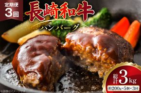 AJ586 【3回定期便】長崎和牛 ハンバーグ 約1kg (200g×5個) [ 肉 牛肉 和牛 おいしい ひき肉 焼くだけ おかず まるしん商会 黒牛 長崎県 島原市 ]