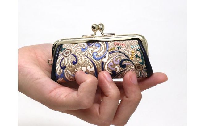 【文庫屋大関】印鑑ケース 乱菊〈青紫〉【皮革工芸品】 革製品 工芸品 民芸品 牛革 小物入れ お祝い ギフト プレゼント 墨田区 東京都