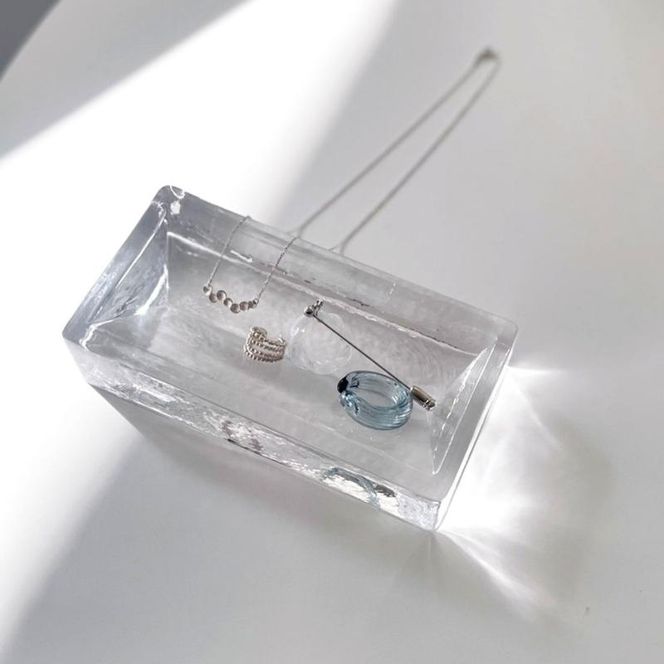 ひとかけ 角トレイ（クリアー） 食器 トレイ 皿 ガラスプレート ガラス 硝子 手作り ギフト プレゼント 贈り物 九十九里町 千葉