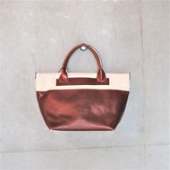 レディース　国産　キャンパスミニトート　7M8-1064（ナチュラル×ライトブラウン）