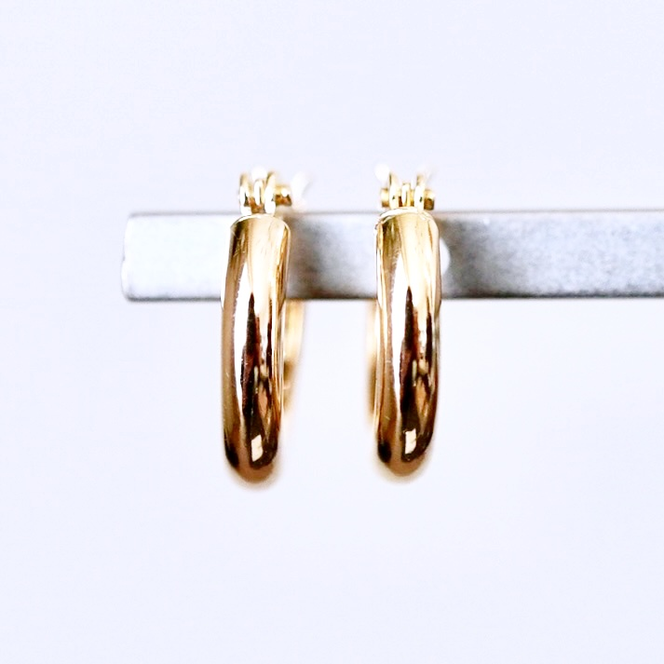 K18(18金) イエローゴールド 地金 フープ ピアス (直径10mm)シンプル 保証書付 SMK-2x10 242-020-a