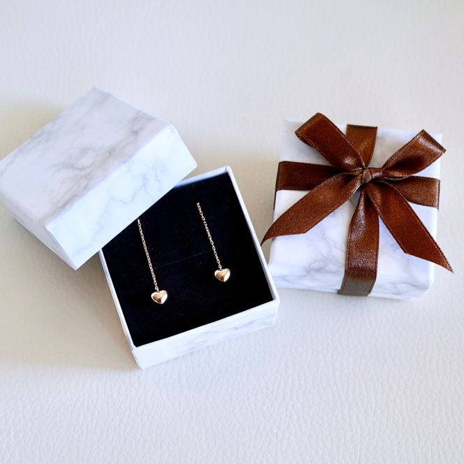 K18PG(18金) ローズゴールド 地金 ハート チェーン ピアス シンプル 保証書付 KO-0066 242-026-c