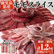 阿久根産！猪肉＆鹿肉モモスライス(計1.2kg・各300g×2パック)国産 九州 イノシシ肉 シカ肉 しし肉 モモ肉 ジビエ シシ汁 BBQ バーベキュー ボタン鍋 ぼたん鍋 もみじ もみじ鍋 低カロリー 高たんぱく ダイエット 鉄分 山の幸【一般社団法人いかくら阿久根】akn076-07