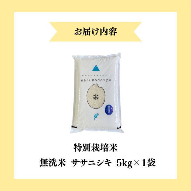 【令和7年産】栽培期間中 農薬・化学肥料不使用 【無洗米】特別栽培米ササニシキ5kg×1