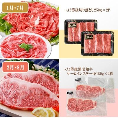 定期便(6回)A5・A4等級黒毛和牛・黒豚etc FF-0061 【1166779】