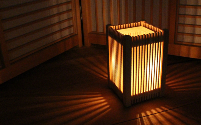 組子 行燈 （縦格子） / あんどん 行灯 間接照明 和室 和風 組子 天然木 インテリア 岡山県 真庭市 【sdkb020-01】