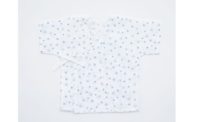 PGガーゼ　ベビー肌着セット 60cm　小紋 ベビー用品 青 ブルー 男の子 赤ちゃん 短肌着 コンビ肌着 裏始末 サイズ調整 股下ホック 肌に優しい 