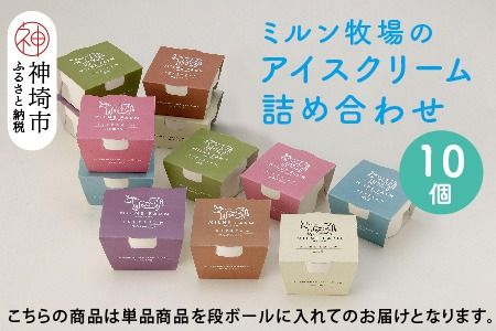 佐賀脊振高原ミルン牧場のアイスクリーム10個セット【手作り 濃厚 生乳 ミルク バニラ 抹茶 チョコ ストロベリー ラムレーズン】(H102122)