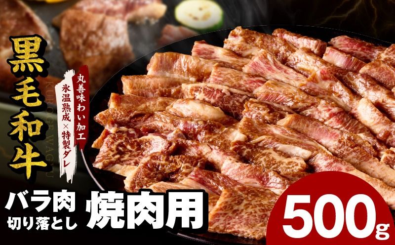 mrz0185 黒毛和牛 バラ 切り落とし 500g[焼肉用 氷温熟成×特製ダレ 味付け 焼くだけ 簡単調理 BBQ 牛肉]