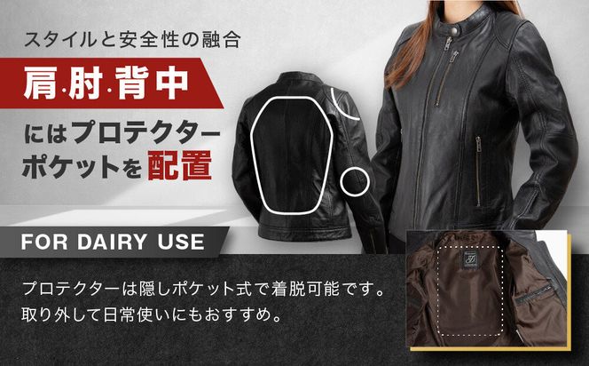 【デグナー】レディースレザージャケット＜ブラック XLサイズ＞｜京都 バイクギア 人気ブランド バイク [FR20SJ-9A]［ バイク用品 レザージャケット 羊革 軽くて丈夫 レディース 人気 おすすめ レザー 革 革ジャン ツーリング ライダー バイカー お取り寄せ 通販 送料無料 ふるさと納税 ］ 261009_A-JR178VC04