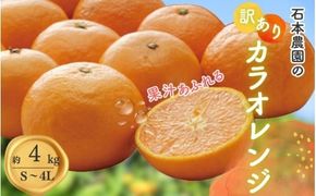 みかん オレンジ 訳あり S-4L サイズおまかせ 石本農園のカラオレンジ 4kg 【2026年4月初旬から下旬までに順次発送】 / みかん ミカン 蜜柑 カラオレンジ 訳あり おまかせ【mis015A】