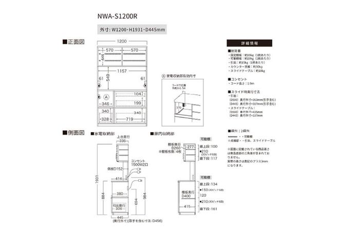キッチンボード NWA-S1200R  [No.1086]