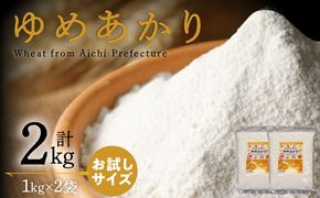 （お試し）【小麦粉】愛知県産 ゆめあかり 国産 パン用 強力粉 1kg×2袋（計2kg） H008-296