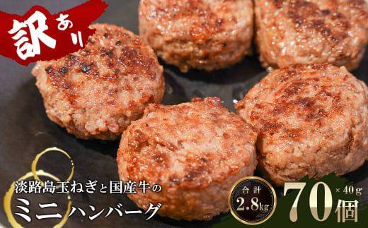 訳アリ 淡路島玉ねぎと国産牛のミニハンバーグ2.8kg　40ｇ×70個　ハンバーグ