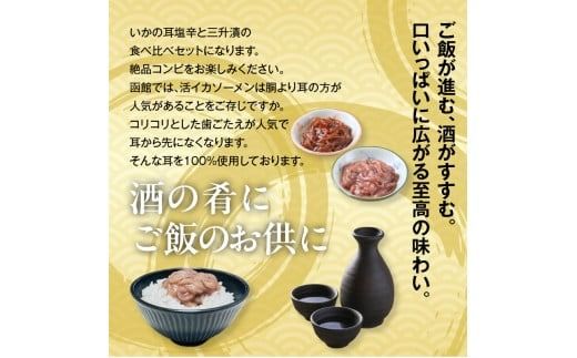 【道水】いかそうめん塩辛・三升漬食べ比べセット いか耳使用 1.1kg（110g各5袋）北海道直送_HD108-024