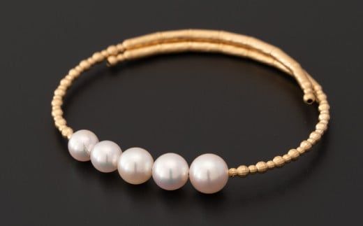 【手元をエレガントに】8/7.5/7mm アコヤ真珠バーバングルブレスレット  I-340