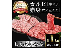 宮崎牛 赤身＆カルビカット しゃぶしゃぶ (合計1kg・500g×2) しゃぶしゃぶ お肉 牛肉 黒毛和牛 宮崎牛 ブランド和牛 冷凍 国産 カルビ 赤身 宮崎県産 【YM-46】【YAMATO株式会社】