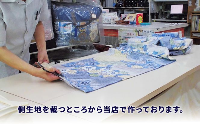 木綿 和 布団 シングル 掛・敷布団・カバー4点 セット （しぼり ブルー ） ふとん フトン カバー 布団 寝具 日用品 