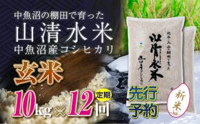 【令和8年産 先行予約】【定期便／全12回】玄米10kg 新潟県魚沼産コシヒカリ「山清水米」
