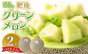 【先行予約】 熊本県八代市産 肥後グリーンメロン 2玉 (1玉1.8kg～2.2kg) メロン めろん 果物 くだもの フルーツ デザート 旬 青肉 ジューシー 甘い 【2026年6月中旬より順次発送】