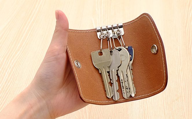牛革　シンプルキーケース（4連金具）ブラウン