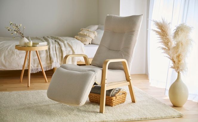 リクライニングウッドアームチェア FACR-RHB アイボリー リクライニングチェア 一人掛け リクライニング 座椅子 一人用 ソファー 高齢者 肘掛付 背もたれ ヘッドレスト フットレスト 椅子 プレゼント アイリスオーヤマ