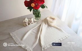 G3317 『Noble Fibre』100％カシミヤ・マフラー オーガニックホワイト（シンプル）【高級 カシミア おしゃれ ファッション 防寒 かしみあ】