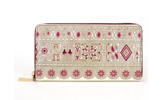 【文庫屋大関】 大容量　ぐるっとファスナーの長財布　アポロン＜ピンク＞【皮革工芸品】 ファッション小物 民芸品 