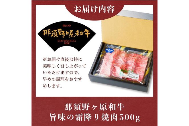 ns004-012 那須野ヶ原和牛 旨味の霜降り焼肉500g(約3～5人前)