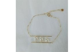 100-34伊勢志摩あこや本真珠ブレスレット・梯子K10