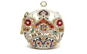 【文庫屋大関】マカロンポーチ 象のカーニバル【皮革工芸品】 ポーチ ミニポーチ 小物入れ アクセサリー入れ イヤホン入れ 収納 保管ケース 手のひらサイズ  本革 革 皮革 工芸品 工芸 雑貨 ギフト プレゼント 日本製 東京