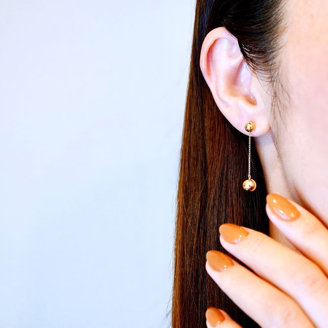 K18(18金) イエローゴールド 地金 ボール チェーン ピアス 保証書付 M912-1 242-025-b